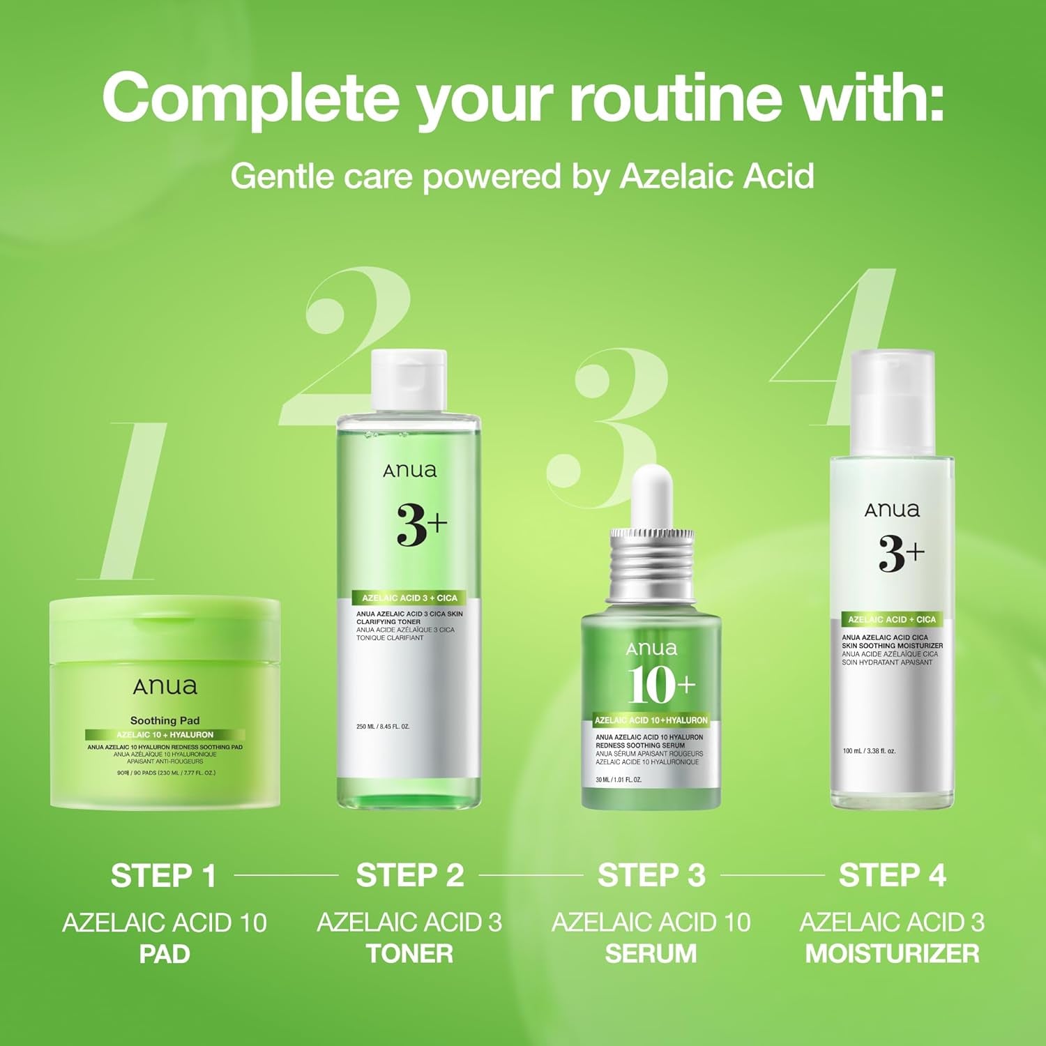 Anua Azelaic Acid 10 Hyaluron Redness Soothing Serum, Facial Serum for Blemish-Prone & Oily-Prone Skin, Lightweight & Hydrating Blemish Care, Hyaluronic Acid, Korean Skincare, 30Ml