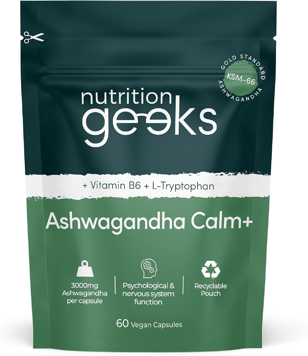 Ashwagandha KSM 66 Complex – 3000Mg Enhanced with L-Tryptophan & Vitamin B6 (2 Month Supply) – Ashwagandha High Strength Capsules with 250Mg Extract (Not Gummies or Powder) - Vegan, UK Made