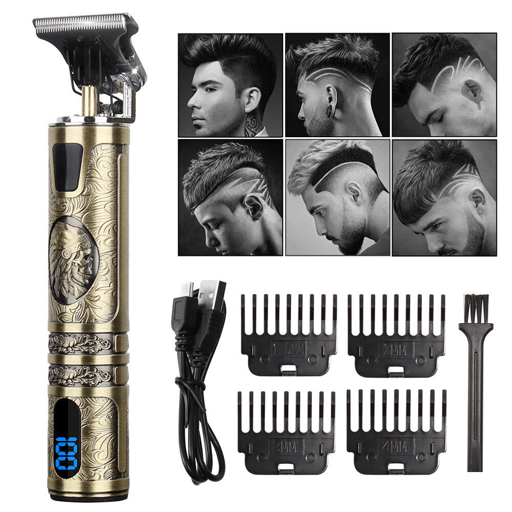 Professional Men Cordless Hair Clippers Beard Trimmer Cutting Machine Kit Small LCD Screen Display