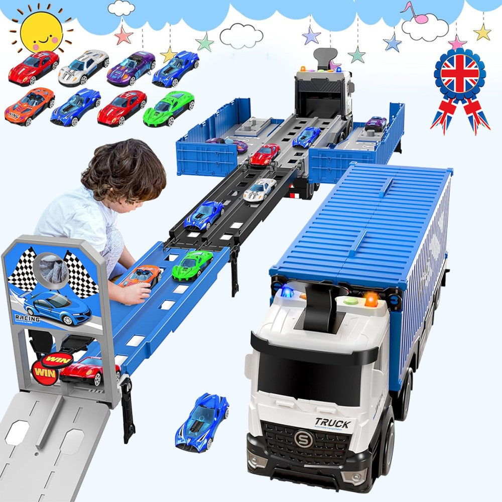 Transport Truck Toys Cars with 8 Metal Race Cars Toy Gifts for Boys Ages 3 4 5 6
