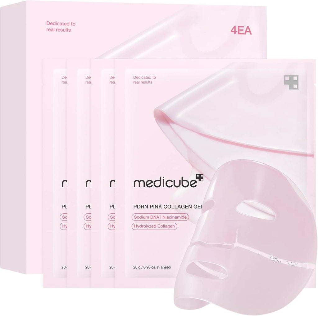 Medicube Salmon DNA PDRN Pink Collagen Jelly Gel Mask | Overnight Face Mask for Glass Glow Skin- Elasticity, Hydrating, Firming and Moisturising | Korean Skincare, 28G, 4Ea